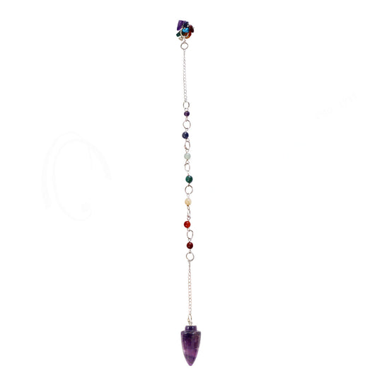 AMETHYST TEARDROP CHAKRA CHAIN 10″L PENDULUM