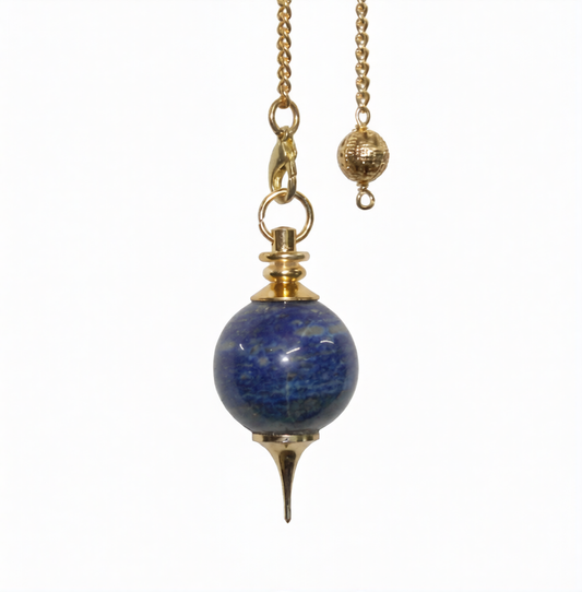 LAPIS LAZULI SEPHOROTON WITH BRASS POINT 9-10″L PENDULUM