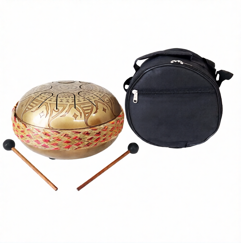 HAPPY DRUM – IRON, GOLD ANTIQUE OM 8.5″DIA.