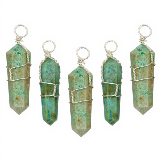 Turquoise Wire Wrapped D/T Point Pendant