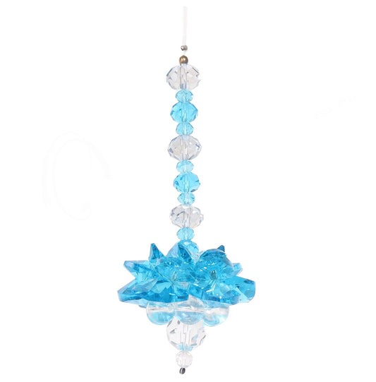 Crystal Glass Lotus with Beads Turquoise Color Hanging Sun Catcher