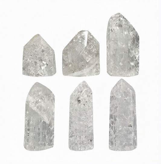 Fire & Ice Crackle Quartz Tower 2-3.5" - Brazil