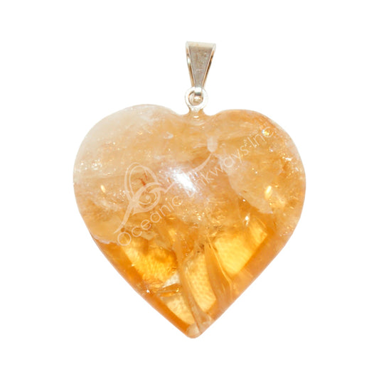 Citrine Heart Pendant 0.75-1"