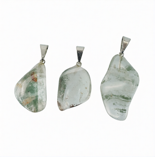 Garden Quartz Lodolite Tumbled Stone Pendant With Bail