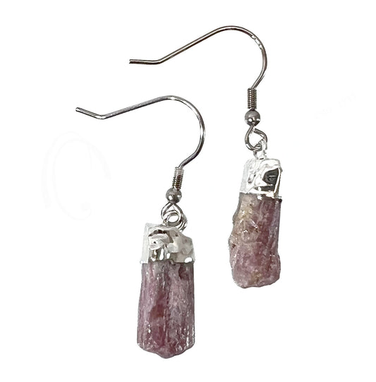 Pink Tourmaline Natural Raw Point Earrings - Brazil