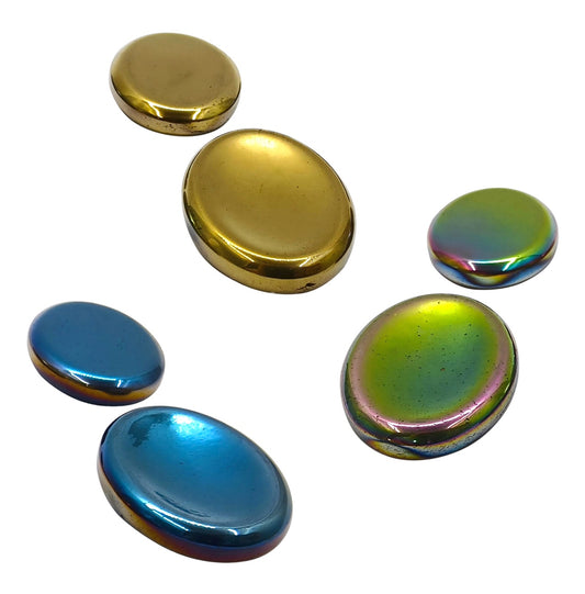 HEMATITE NON-MAGNETIC MIXED COLORS OVAL 1.35 X 1″ WORRY STONE