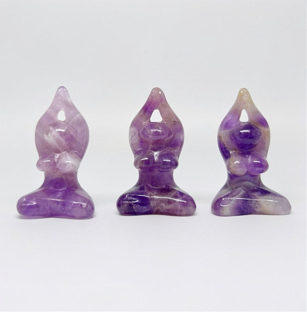 Amethyst Carving Goddess Yoga Pose 2"