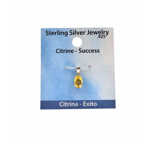Citrine Faceted Oval 5-7MM Sterling Silver Pendant