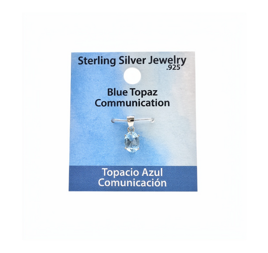Blue Topaz Faceted Oval 5-7MM Sterling Silver Pendant