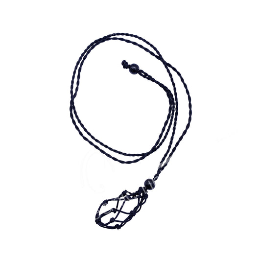 Black Cord Net Bag For Stones Adjustable Necklace