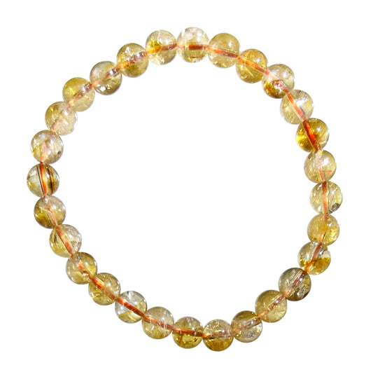 Citrine Quartz 8MM Round Beaded Bracelet