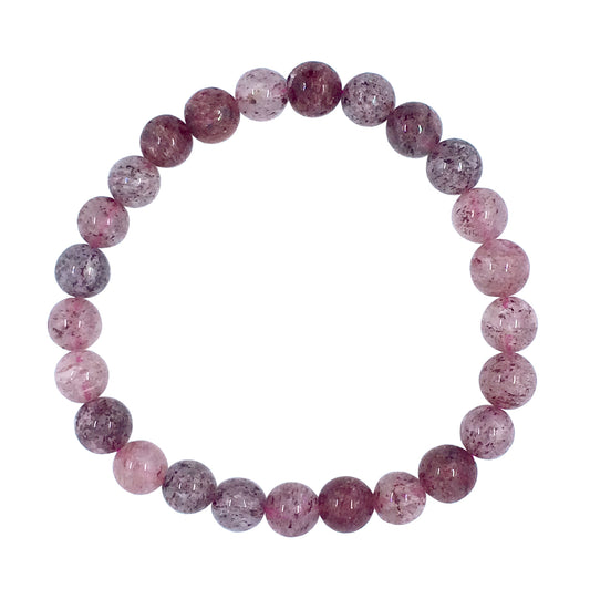 Strawberry Quartz 8MM Round Beaded Bracelet