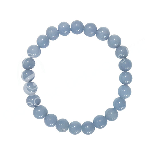 Angelite 8MM Round Beaded Bracelet