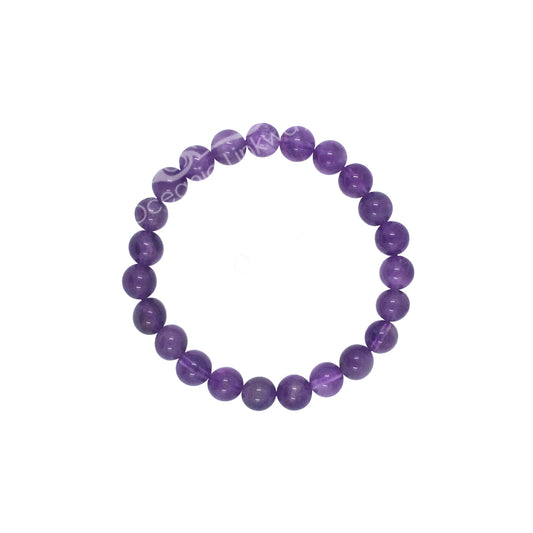 Amethyst 8MM Round Beaded Crystal Bracelet
