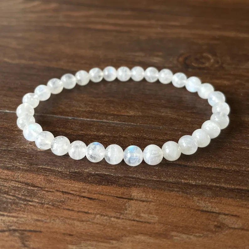 Rainbow Moonstone 4-6mm Round Beaded Bracelets