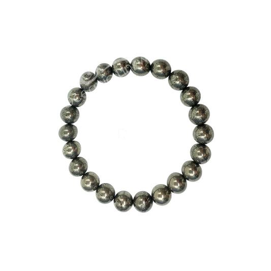 Pyrite 8MM Round Beaded Bracelet