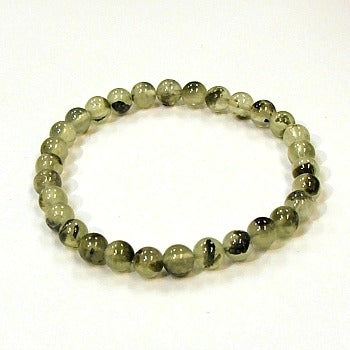 Prehnite with Epidote Inclusion 6-7mm Beaded Bracelet