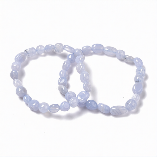 Blue Lace Agate 6-8MM Tumbled Stones Bracelet