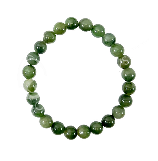 Jade Nephrite 6-8MM Round Beaded Bracelet