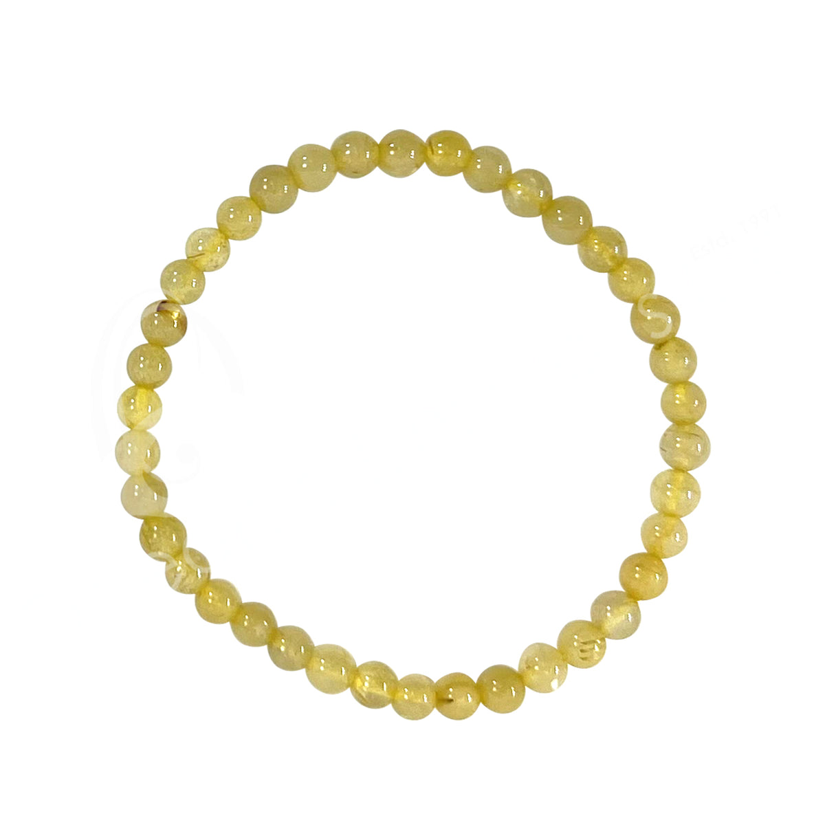 Gold Rutilated 3-5mm Round Beaded Bracelet