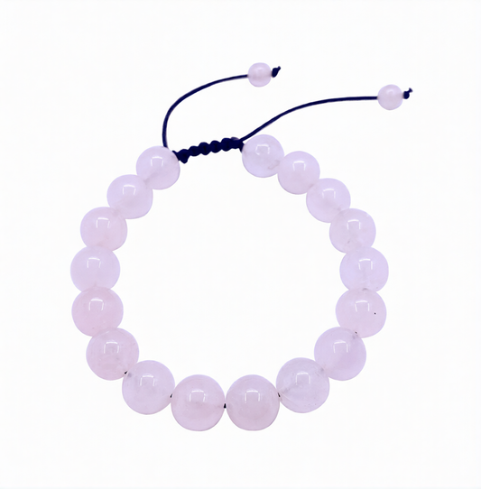 Rose Quartz Adjustable Pull String 10mm Beaded Bracelet