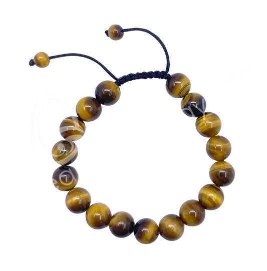 Tiger Eye Adjustable Pull String 10mm Beaded Bracelet