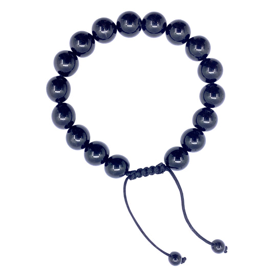 Black Tourmaline Adjustable 10mm Round Beaded Bracelet