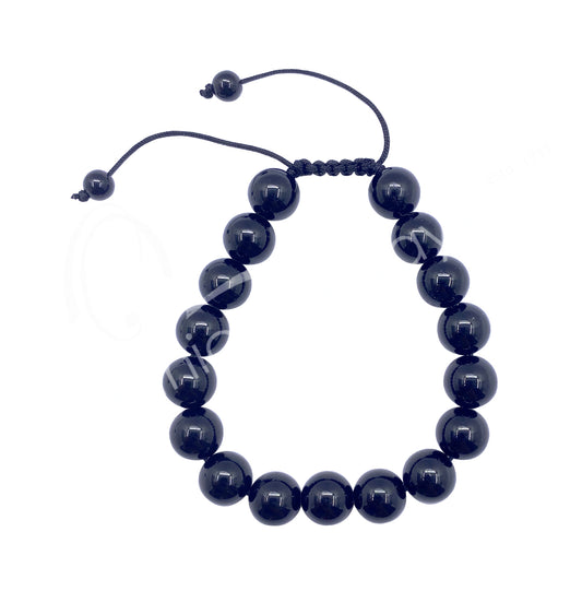 Black Obsidian Adjustable Pull String 10mm Beaded Bracelet