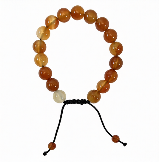 Carnelian Agate Adjustable 10mm Round Beaded Bracelet