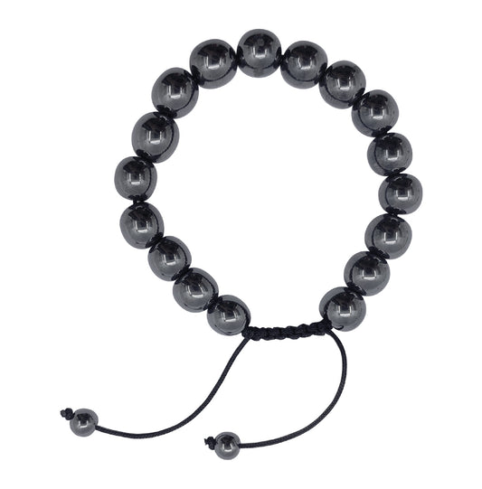 Hematite 10mm Adjustable Round Breaded Bracelet