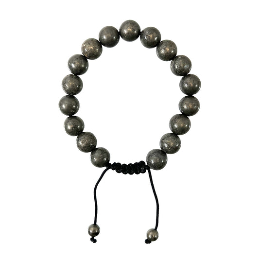 Pyrite Adjustable 10mm Beaded Bracelet