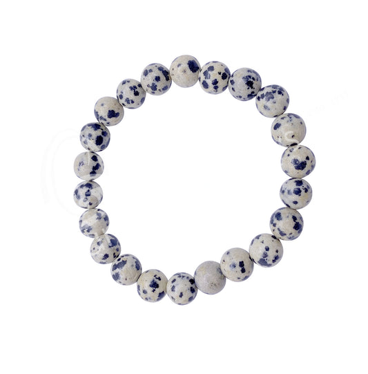 Dalmatian Jasper 8MM Round Beaded Bracelet