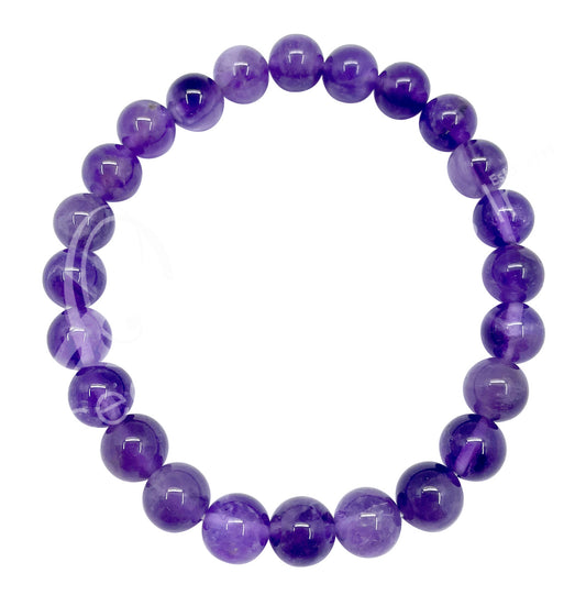 Amethyst 8MM Round Beaded Bracelet - 8-8.5" BIG Wrist
