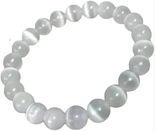 Selenite 8MM Round Beaded Bracelet - 8-8.5" BIG Wrist
