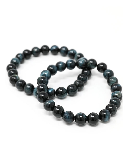 Blue Tiger Eye 8MM Round Beaded Bracelet