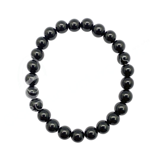 Black Obsidian 8MM Round Beaded Bracelet - 8-8.5" BIG Wrist