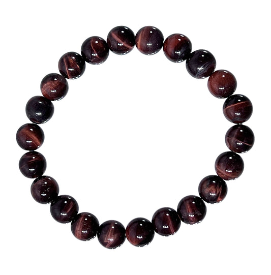 Red Tiger Eye 10mm Round Beaded Bracelet