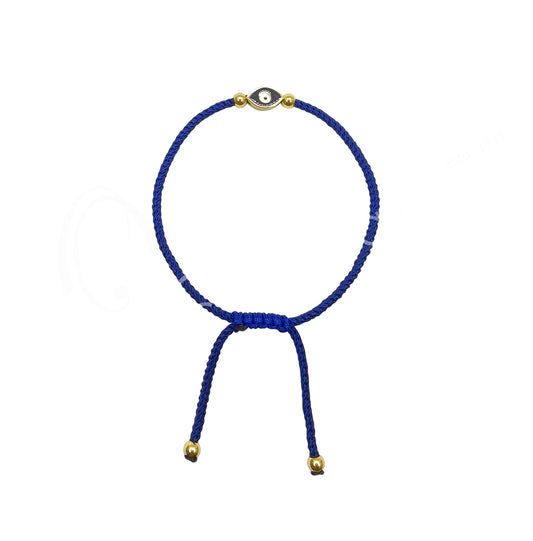 Evil Eye Double Sided Gold Plated Adjustable Blue String with Beads Bracelets
