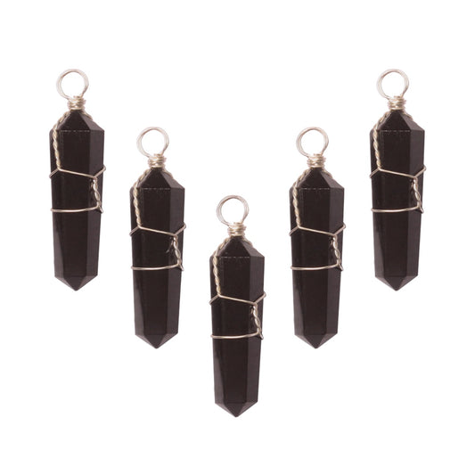 Black Tourmaline Wire Wrapped D/T Point Pendant
