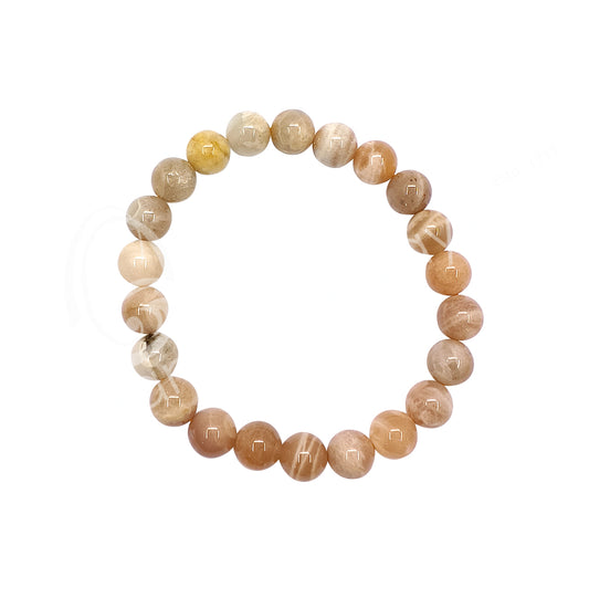 Peach Moonstone 8MM Round Beaded Bracelet