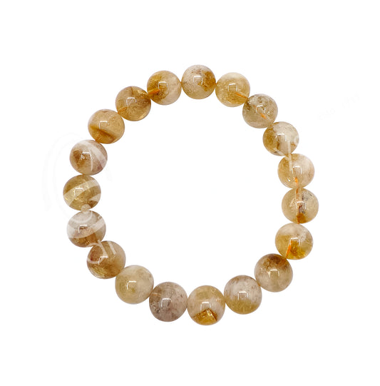Citrine With Quartz 10mm Round Beaded Bracelets