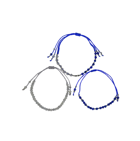 Faceted 3MM Lapis Lazuli & Labradorite Adjustable String Bracelets