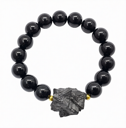 Black Obsidian 12mm With MiltiMorphs Prophecy Stone Beaded Bracelet