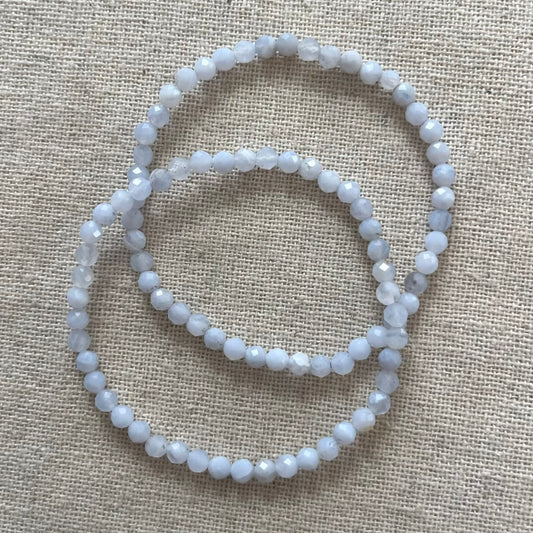 Blue Lace Agate 3-4mm Faceted Beaded Bracelets