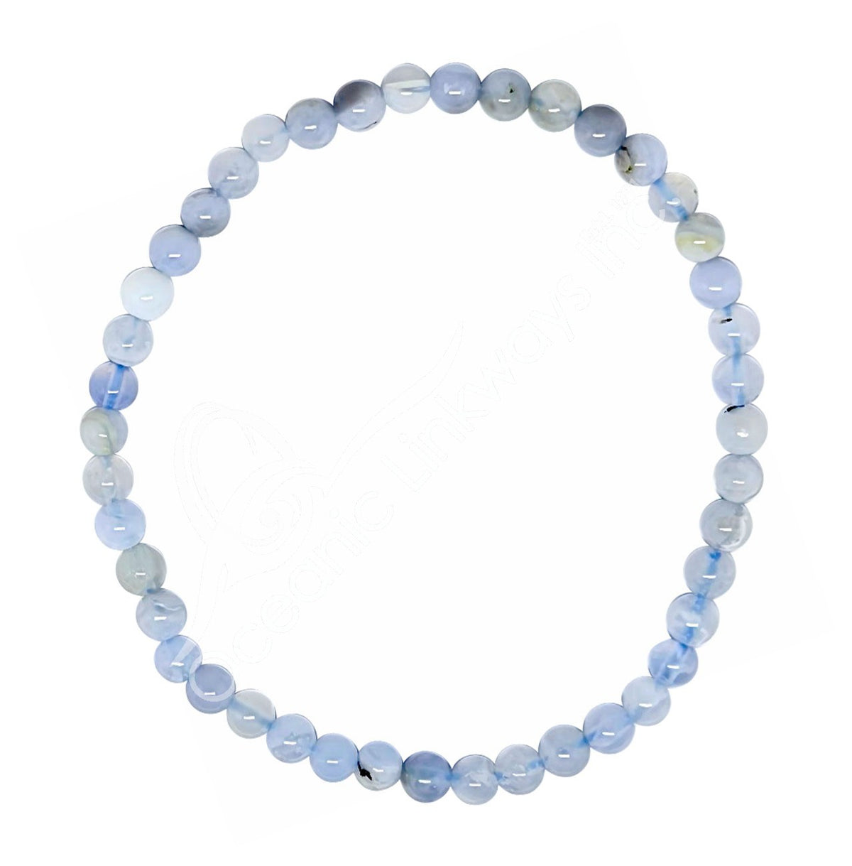 Blue Lace Agate 4mm Round Beaded Bracelets