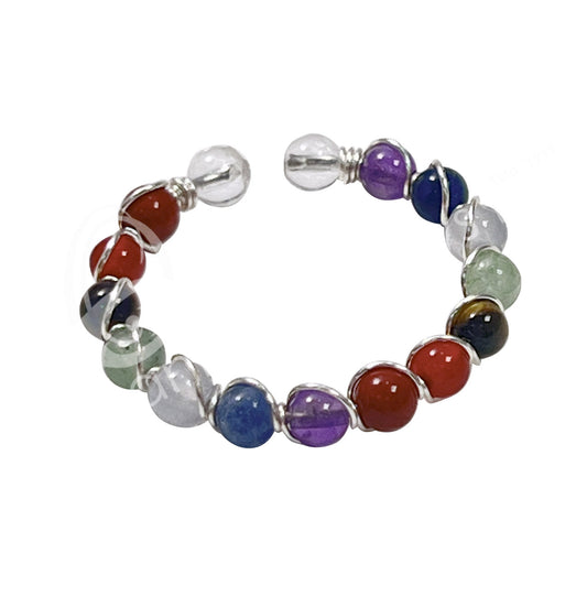 Chakra Stones 3MM Beads Wire Adj Ring
