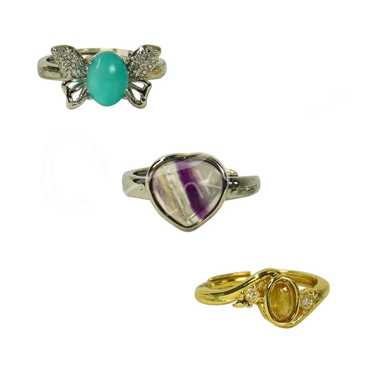 Amazonite Cab Adjustable Silver Plated Brass Rings
