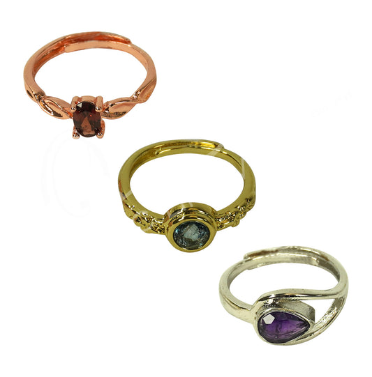Peridot Adjustable Silver Plated Brass Rings