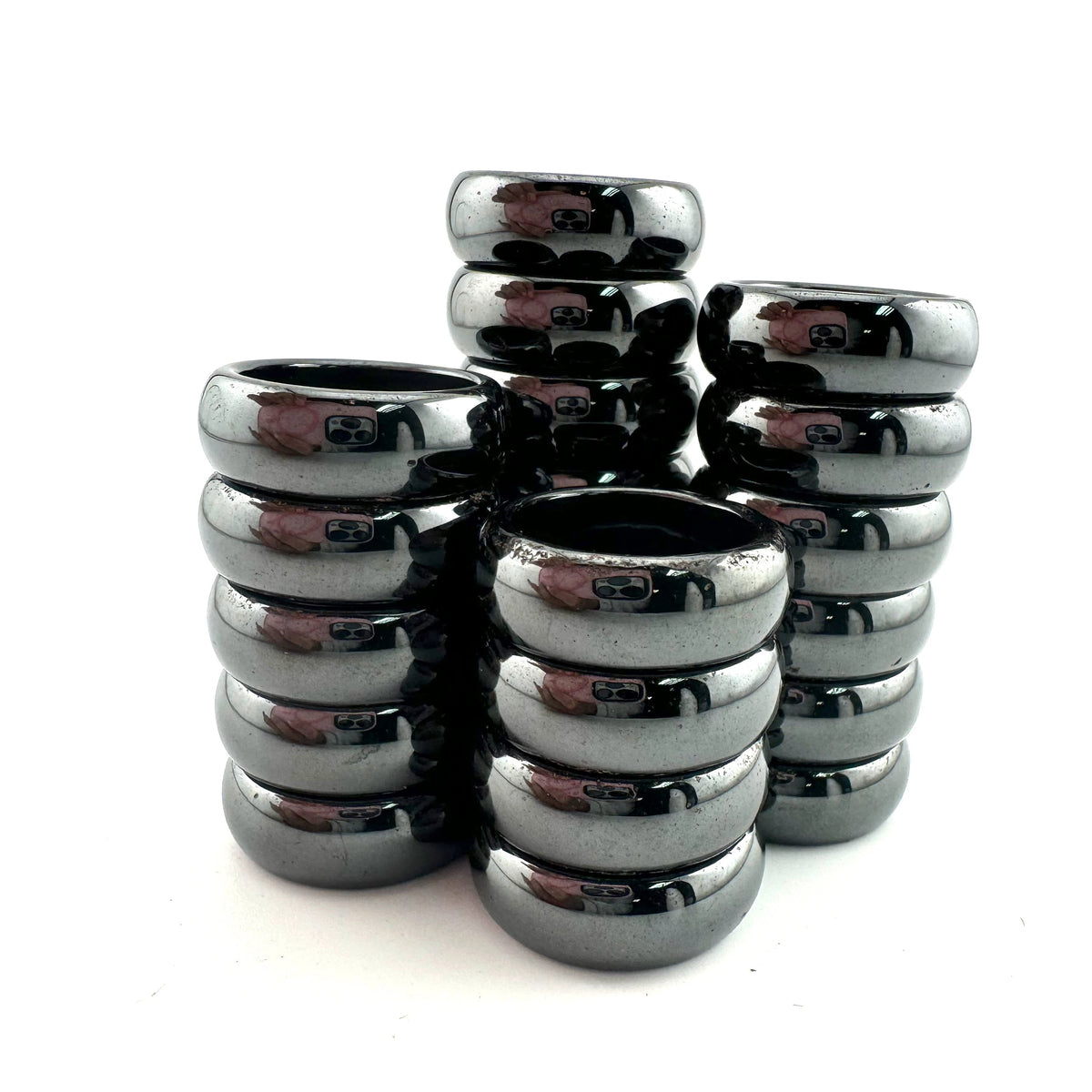 Hematite 6mm Domed Band Ring  Magnetic Size 6-10