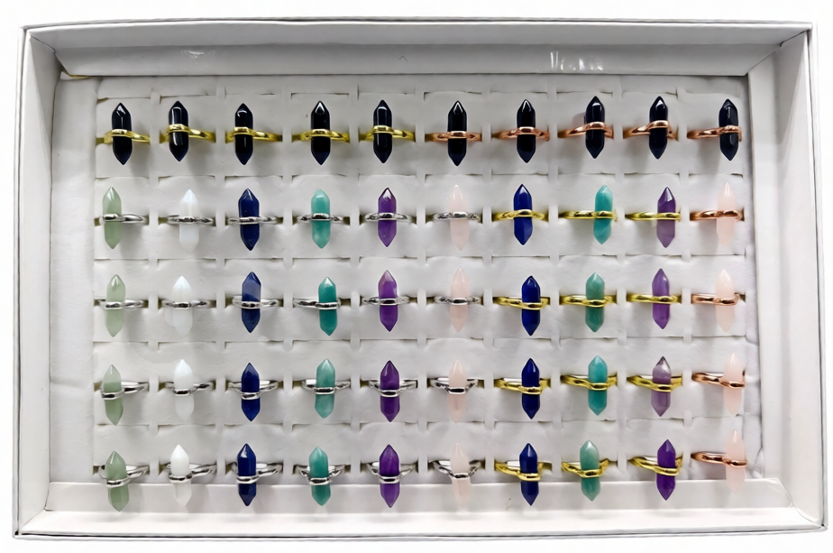 Double Terminated Adjustable Gemstone Rings